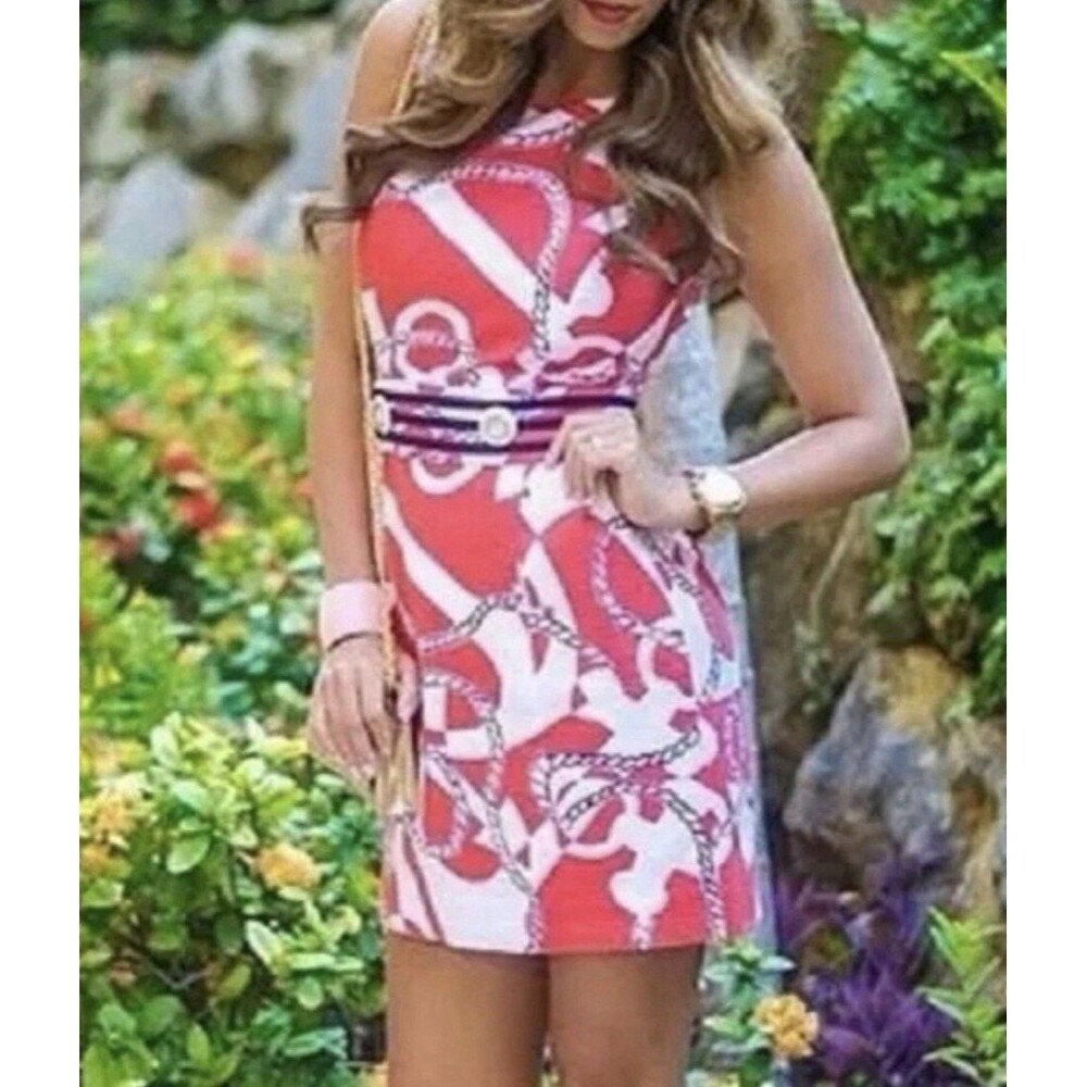 New Lilly Pulitzer Women's Sleeveless Dress Nautical Orange And Blue